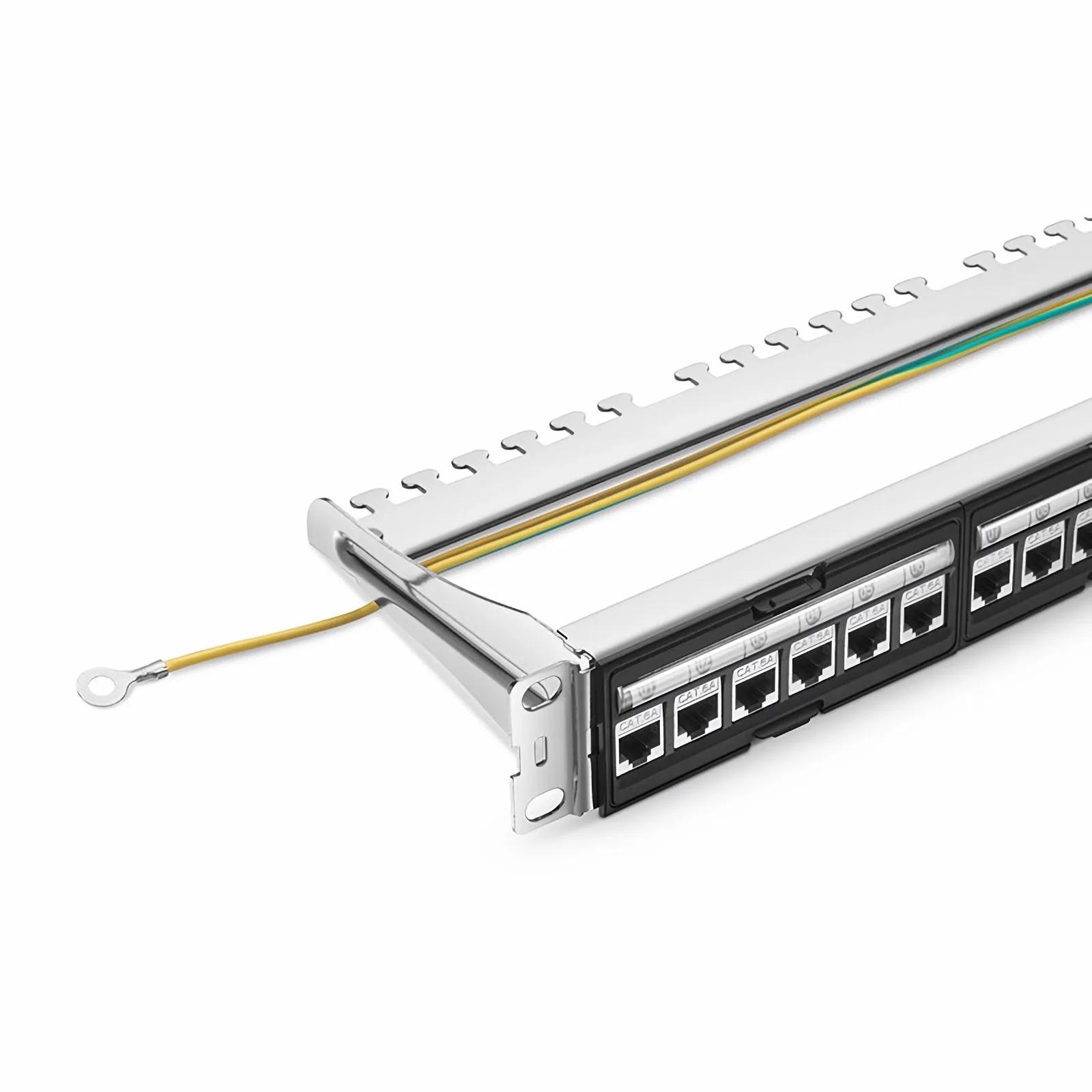 FDMP Cat6a 110-Style Shielded Recessed Patch Panel, 24-Port, 1RU, Cable ...